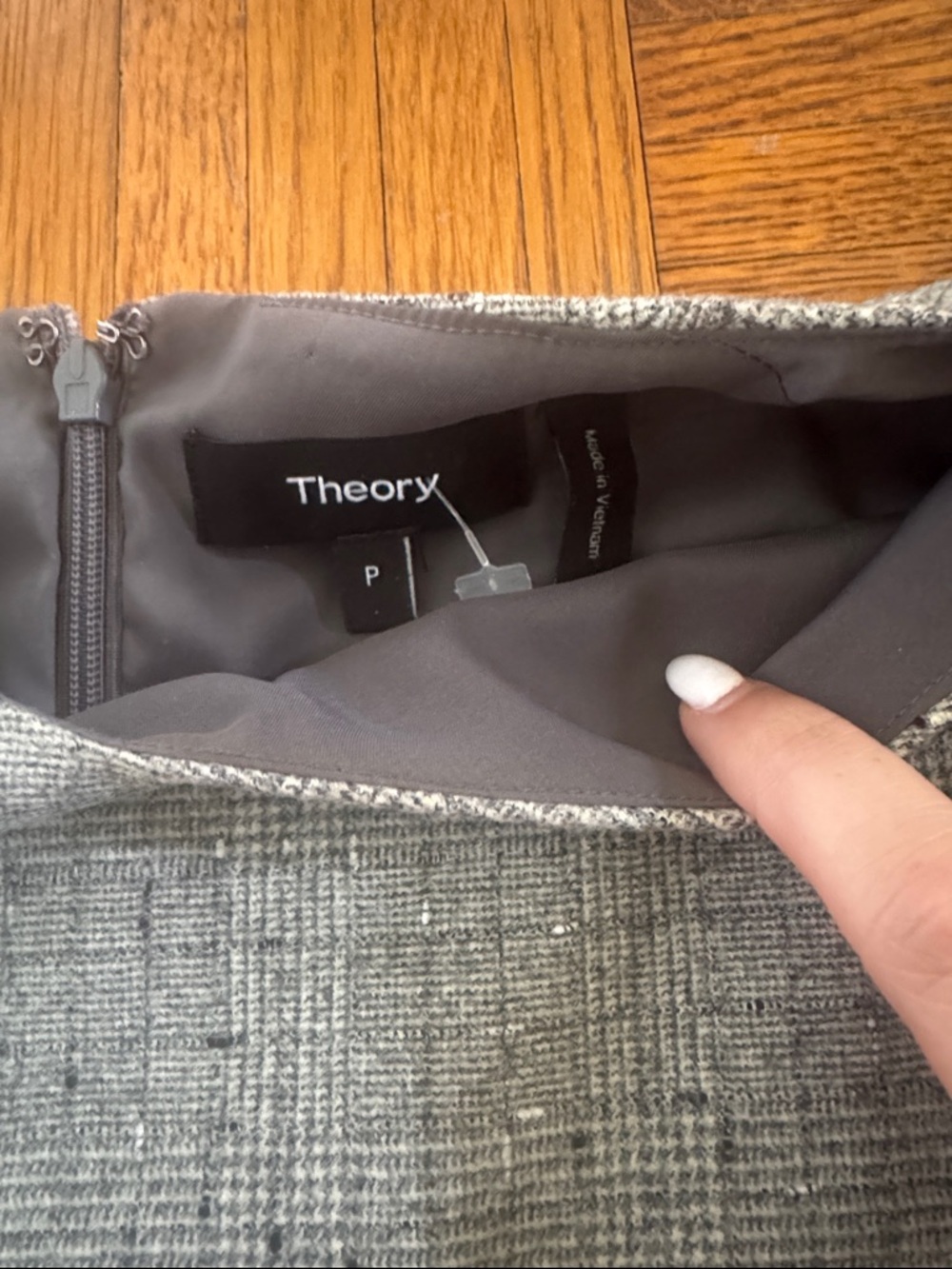 Theory Gray Tweed Short Sleeve Top wool blend - Picture 2 of 3
